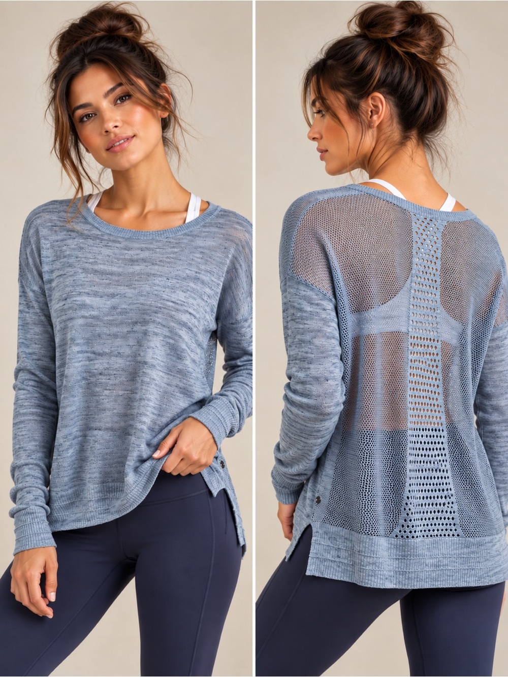 Lululemon Well Being Crew Sweater *Linen Heathered Sailboat / Classic Navy